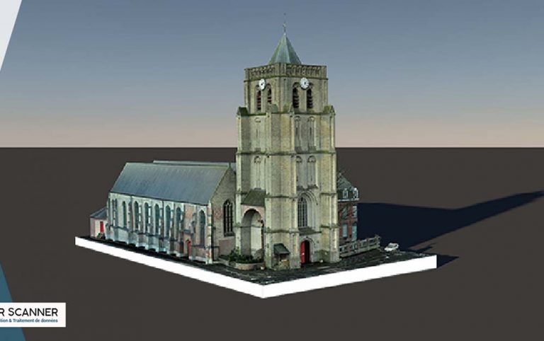 Vue en 3D de l'église de Wormhout