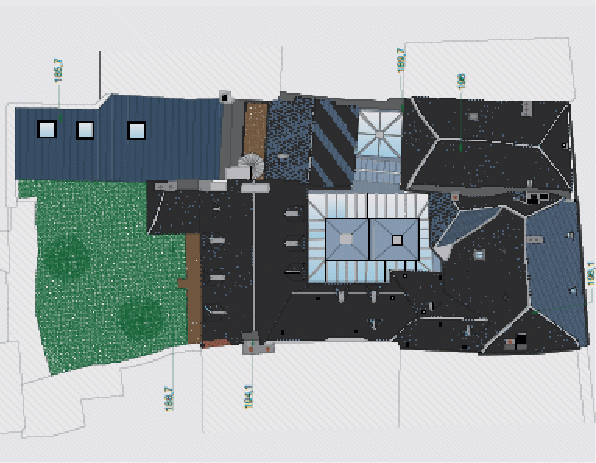 plan de toiture relevé en photogrammétrie