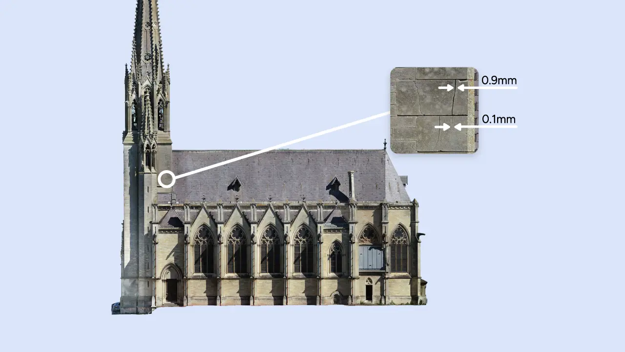 Analyse des désordres de façade sur une orthophoto d'église