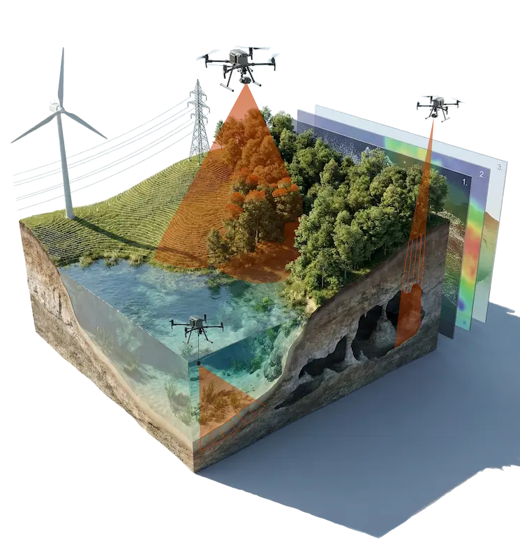 Relevés par drone multi-échelles : topographie, architecture, bathymétrie et inspection