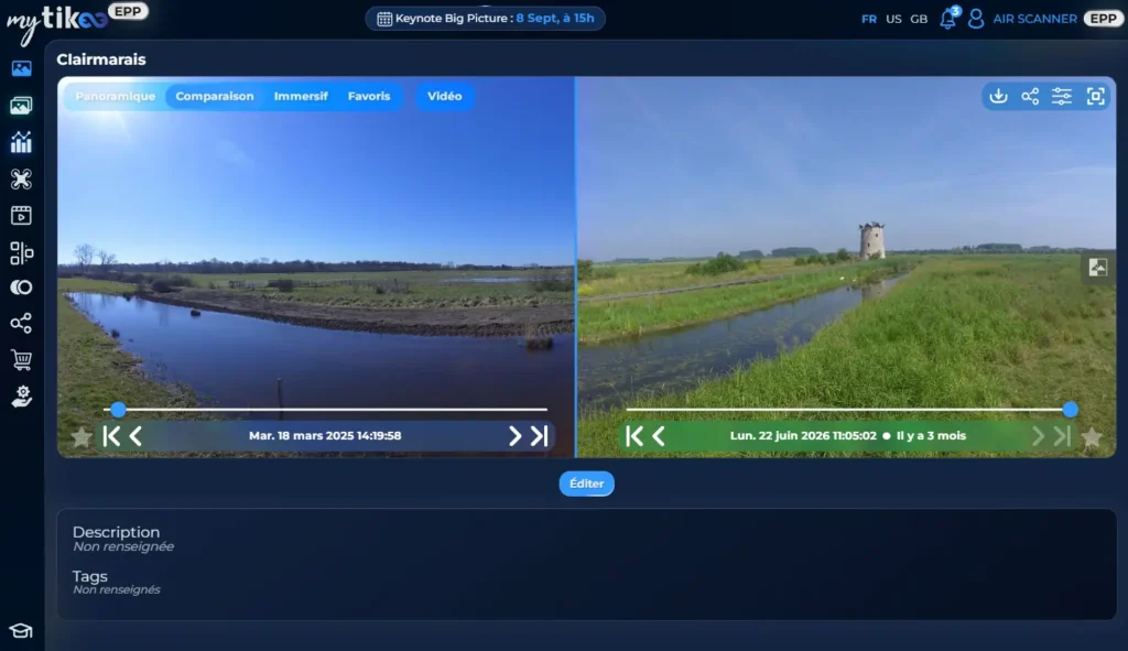 Interface MyTikee pour voir en directe la vue de sa caméra timelapse et générer un timelapse actualisé