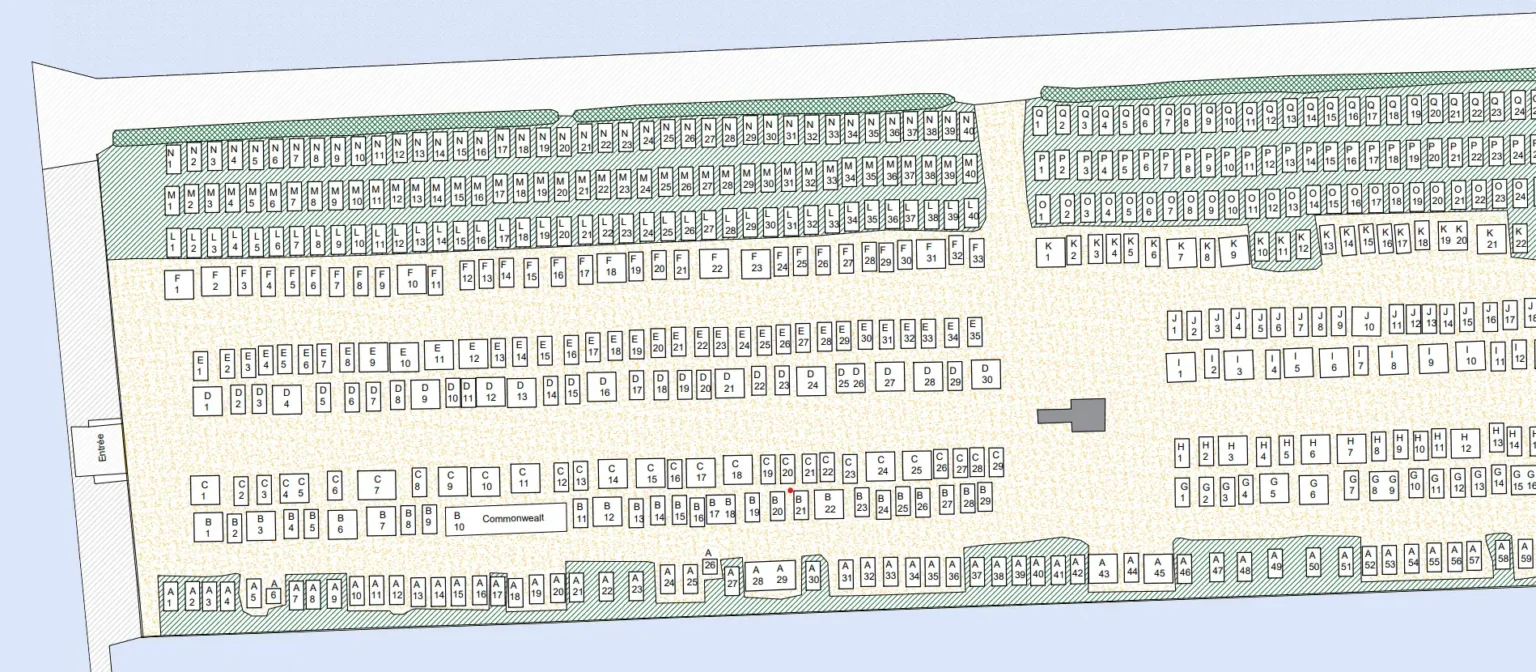 Plan de cimetière avec concessions numérotées, adapté aux outils de gestion de cimetière