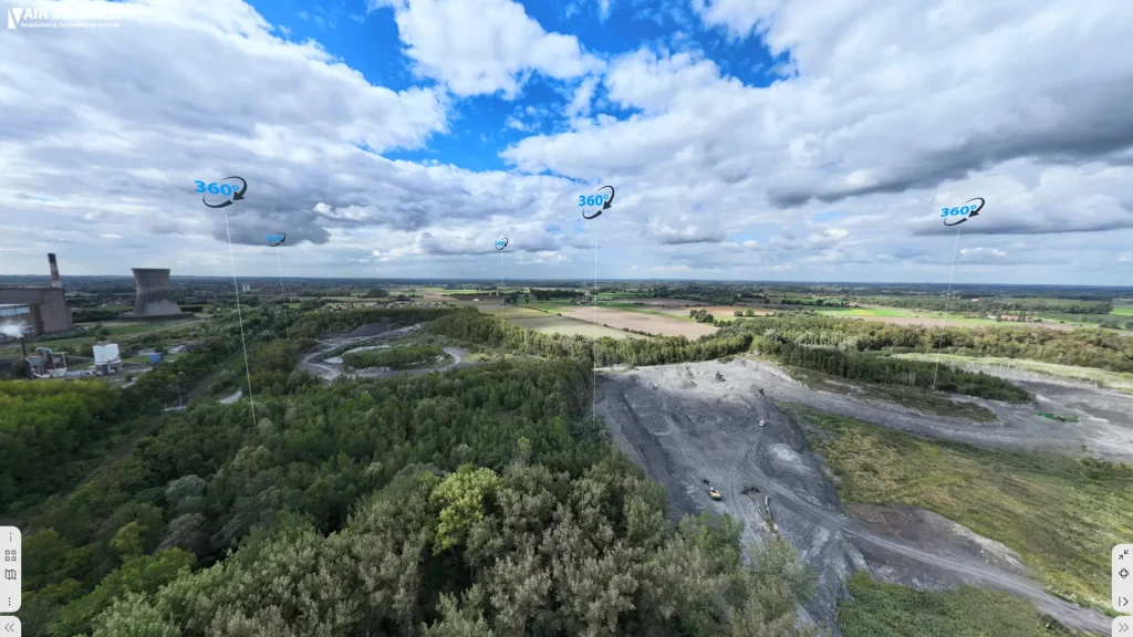 Visite aérienne virtuelle à 360° consultable en ligne
